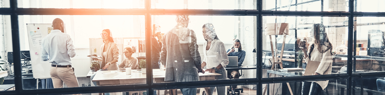 Background - People having discussions behind a window